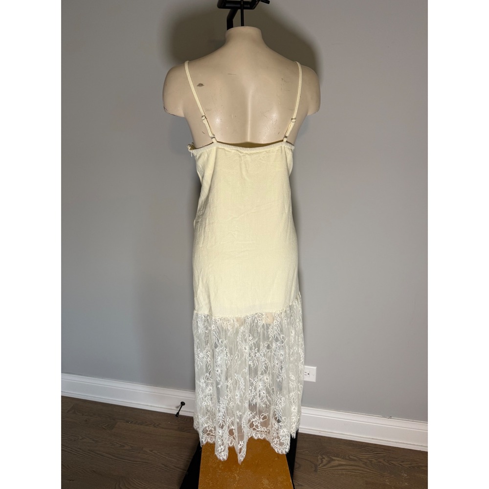 Petal + Pup Womens Lace Hem Midi Dress Yellow Linen Blend US L - Picture 8 of 8